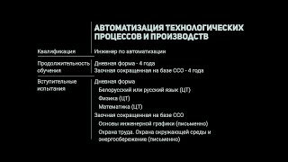 Специальность «Автоматизация технологических процессов и производств» | УО ВГТУ