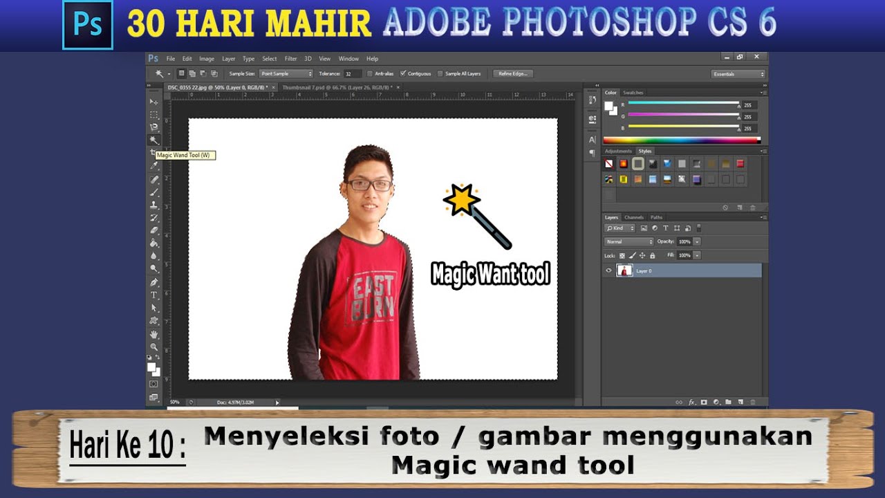 Hari ke-10 Cara menyeleksi foto menggunakan magic wand tool