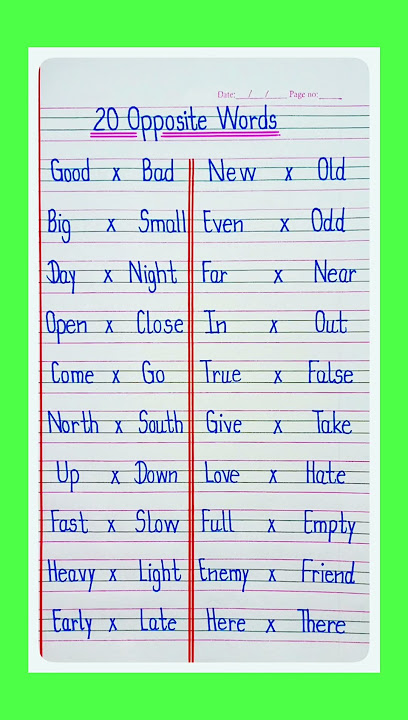 20 Opposite Words in English | Opposite Word | Antonyms Words | Opposite Words