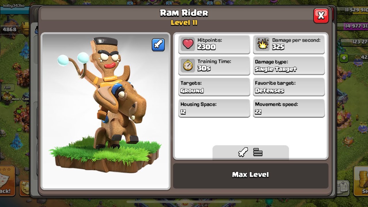 The new ram rider troop in clash of clans is crazy at th 16 so easy to ...