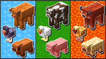 Minecraft - Hoe je warme en koude monsters oproept (koe/kip/varken)