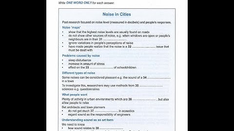 IELTS Listening Section-4(Noise in Cities) with answers