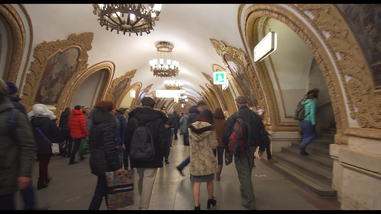 Russia, Moscow, Metro ride from Ки́евская to Краснопре́сненская