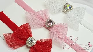 LAÇO DE TULE / FAIXINHA DE TULE / DIY / Ribbon bow / hedband / #laçofacil