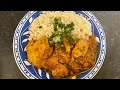 Chicken vegetable stew with delicious red sauce served with white rice