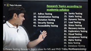 Software Testing Research Topics ideas for MS and PHD Thesis