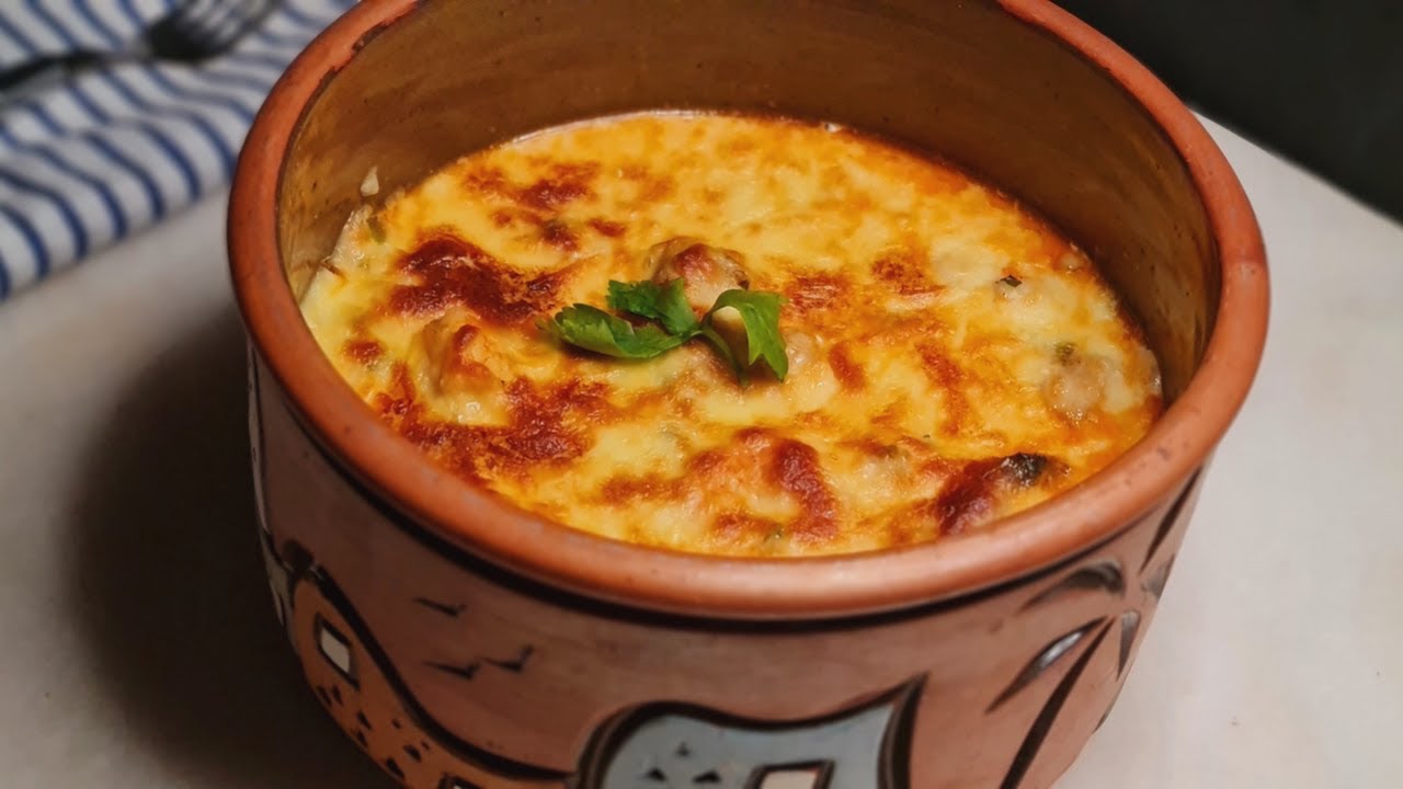 طاجن سي فود بالجبنة الموتزريلا و صوص الكريمة 🦐بطارخ +جمبري+سيبيا+سمك