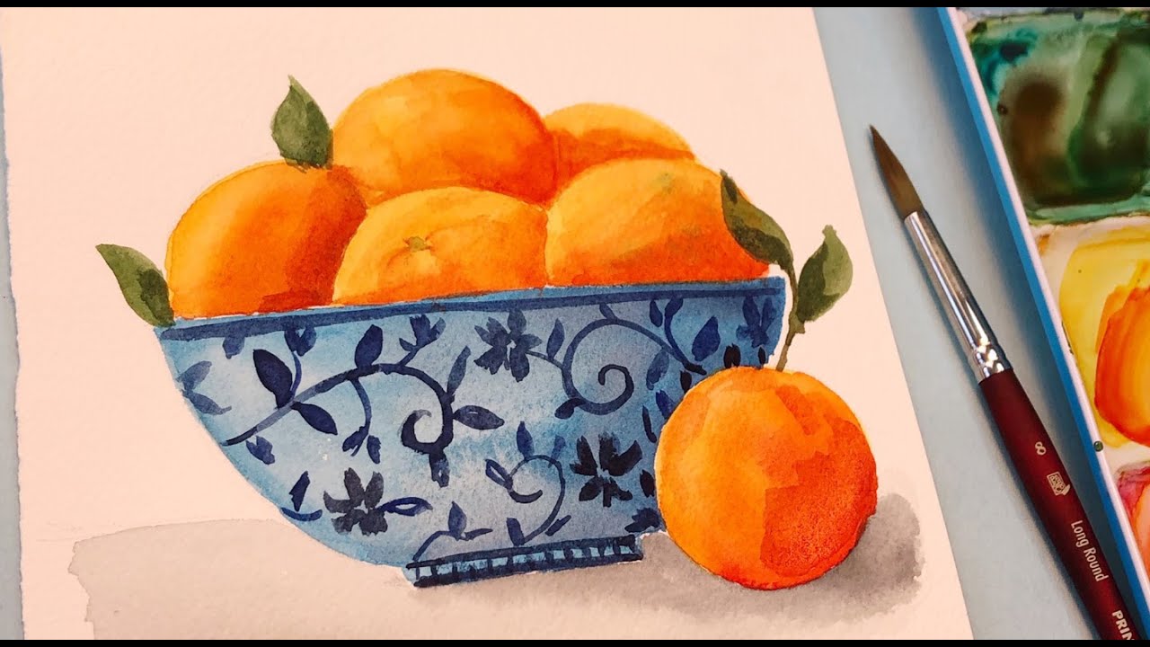 Still Life Painting Oranges in a bowl/Watercolor painting for ...