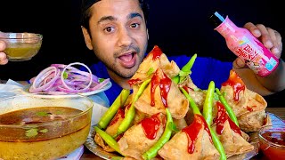 Eating 20 Big Samosa Challenge | Green Chilli | Aloo Jhole | Korean Sause 