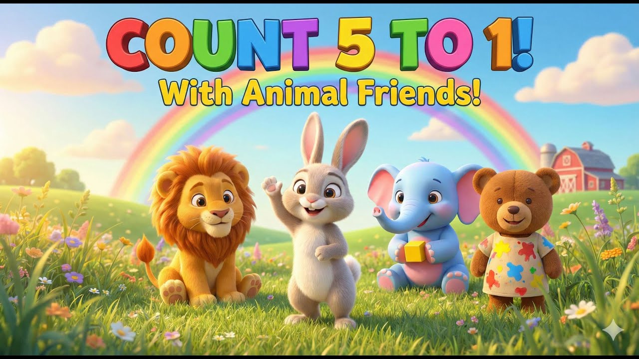 Learn Numbers with Animals Fun Countdown 5 to 1! Educational 3D ...