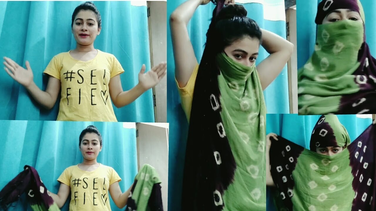 How to wrap face with dupatta. 4 different style. दुपट्टे से अपना चेहरा कैसे ढके.