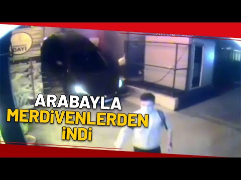 İnanılmaz Görüntü: Otomobille Merdivenden İndi!