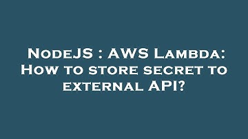 NodeJS : AWS Lambda: How to store secret to external API?