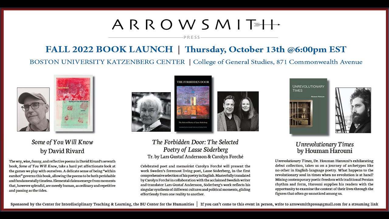 Arrowsmith Press Book Launch Fall 2022 YouTube