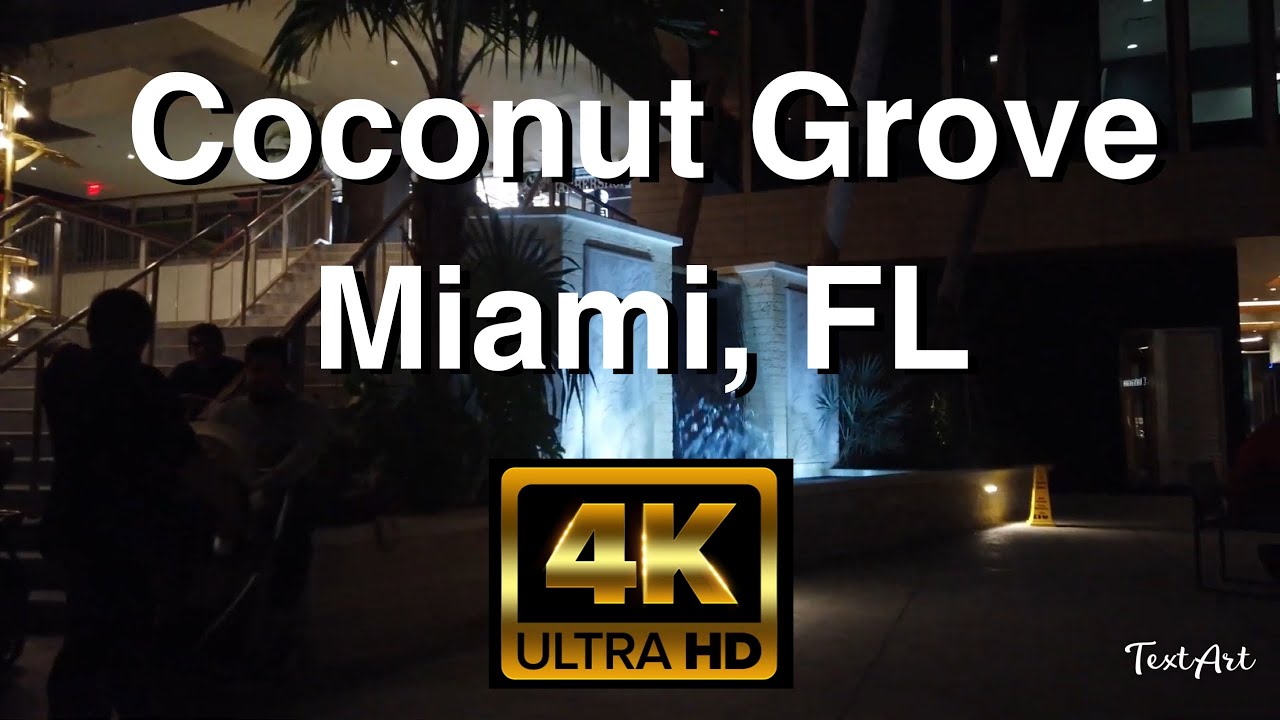 【4K】Coconut Grove - Miami Florida - Sunday Night Walk