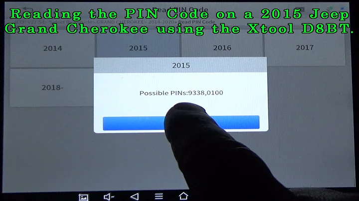 Reading the PIN code on a 2015 Jeep Grand Cherokee using the Xtool D8BT.