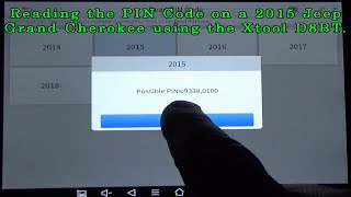 Reading the PIN code on a 2015 Jeep Grand Cherokee using the Xtool D8BT.