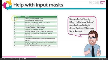 IGCSE ICT DB1.3c - Validation - input mask zip code