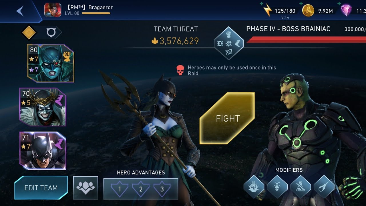 INJ2M - "T10" League Raid - Boss Brainiac P4 1shot. 