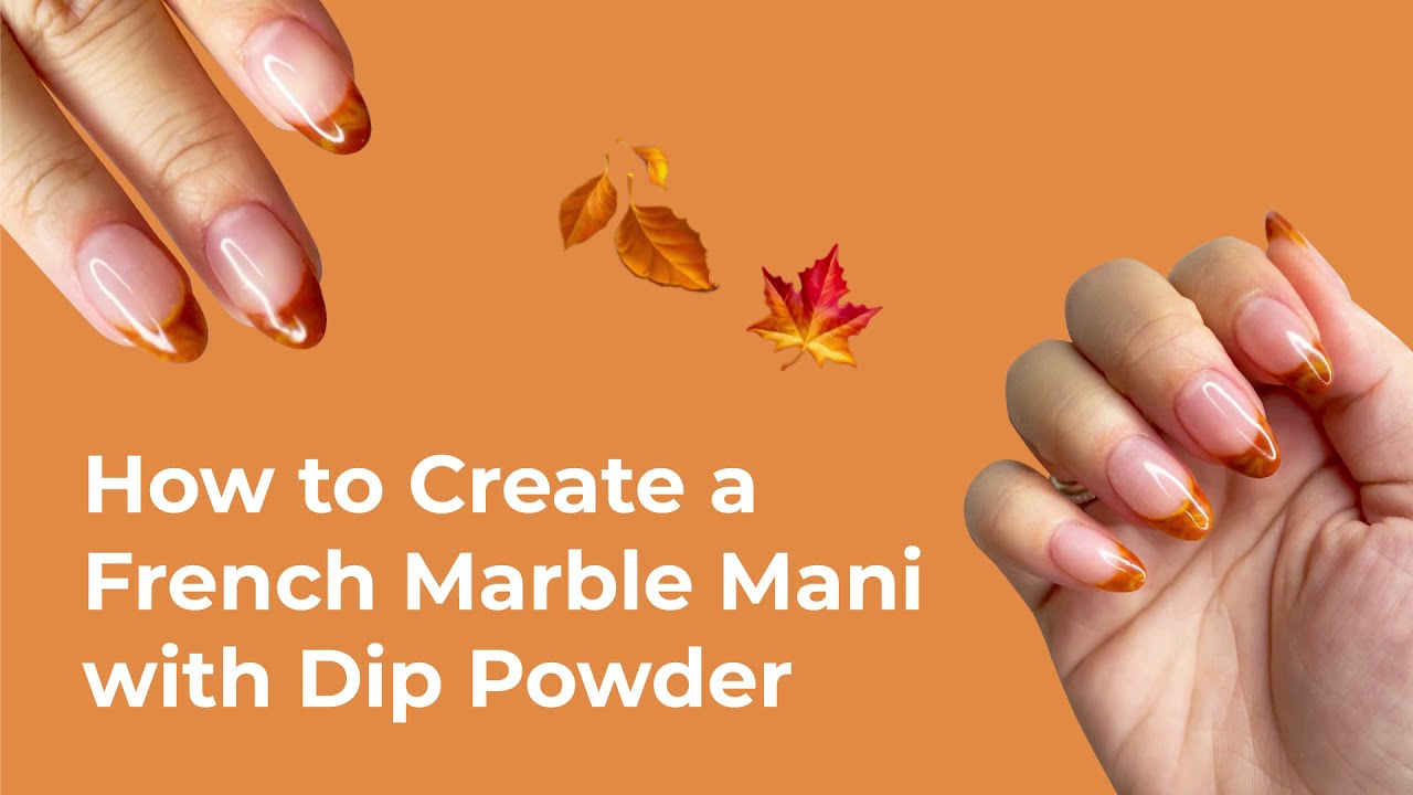 French Marble Tips: Fall Nail Art