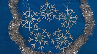 DIY Очень красивые снежинки из ватных палочек легко и просто , Новогодний декор своими руками