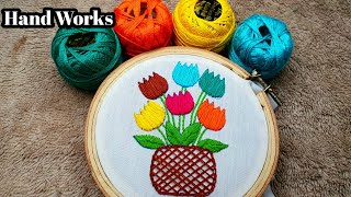 hand embroidery amazing flower design all over stitch