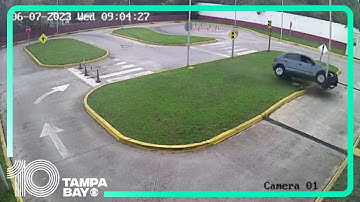 Driving test gone wrong: Woman hospitalized after crashing into lamp post