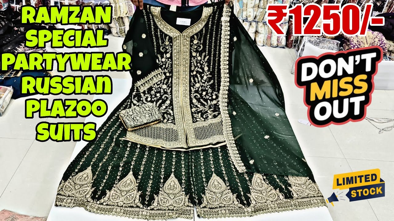 RAMZAN SPECIAL Latest Partywear Russian Plazoos Long Frocks ₹1250/- Wholesale Collection Hyderabad ✨