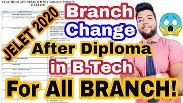 JELET Branch Change After Diploma in B.Tech For All Branch & Stream. Must Know Your Branch Right Now