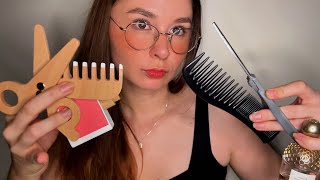 asmr wooden makeup and haircut vs real  💇💄