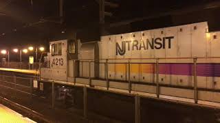 [4K] NJ Transit GP40PH-2B 4213 (Speed Stripe) on NJCL Train 2313 at Aberdeen-Matawan 1/23/18