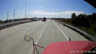 Truck almost rams into stopped traffic. I80 Joliet, IL