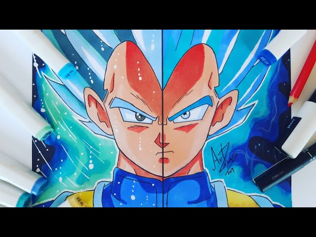 Psé, acabei de terminar de contornar esse desenho do Vegeta, adivinhem qual  transformação é essa do Vegeta?