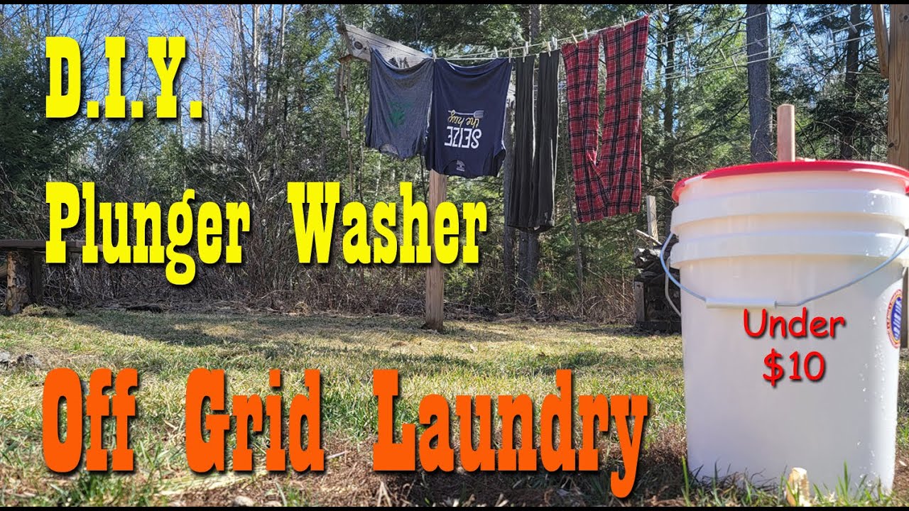 Make a camp washing machine using bucket and plunger