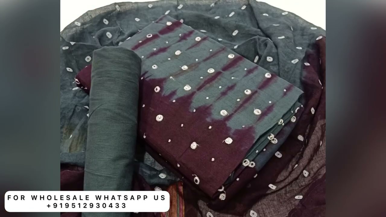 BANDHANI MIRROR WORK DRESS MATERIALS WHOLESALE