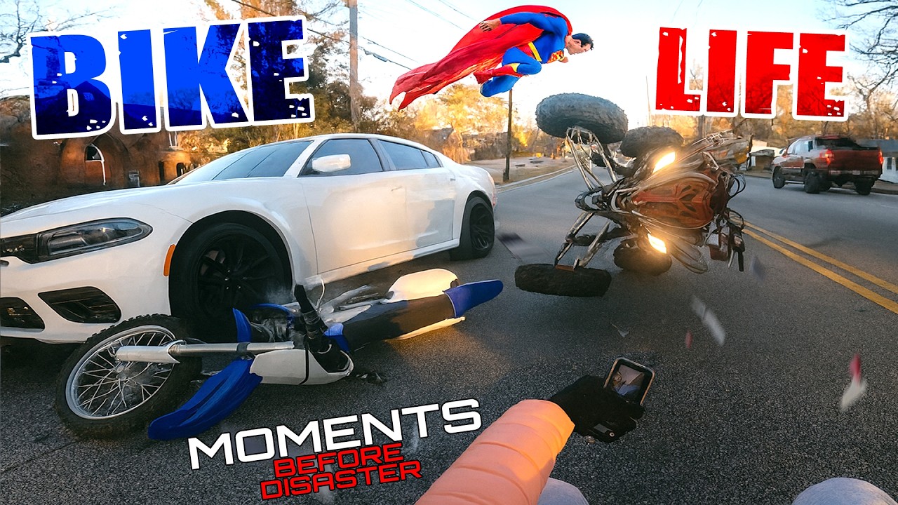 Безумные моменты с мотоциклами и агрессивные выходки на дороге, запечатленные на GoPro!