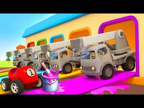 Racing cars & construction vehicles build the tower. New episodes of Helper cars cartoons for kids.