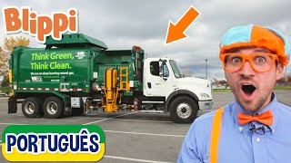 Blippi Português Caminhões de Lixo e Reciclagem com Blippi | aprender sobre reciclagem | Educativos