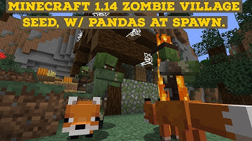 Minecraft 1.14 Zombie Village and Foxes Seed, with Pandas and Bamboo at Spawn.