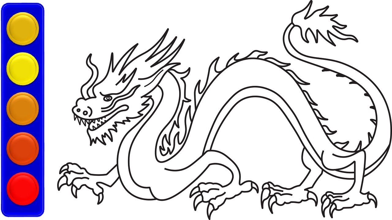 Easy How to Draw a Dragon Tutorial Video, Dragon Coloring Pages