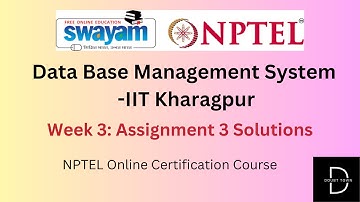 Data Base Management System Week 3 Assignment Answers ||Jan 2024|| NPTEL