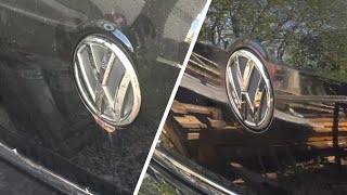 DIY fixing a rear and repainting rusted VW Passat badge.