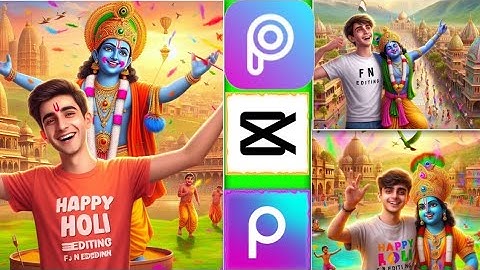 Lord Krishna 🤩 Ke Sath Holi  3d Image kaise creote kren || Holi images create Bing