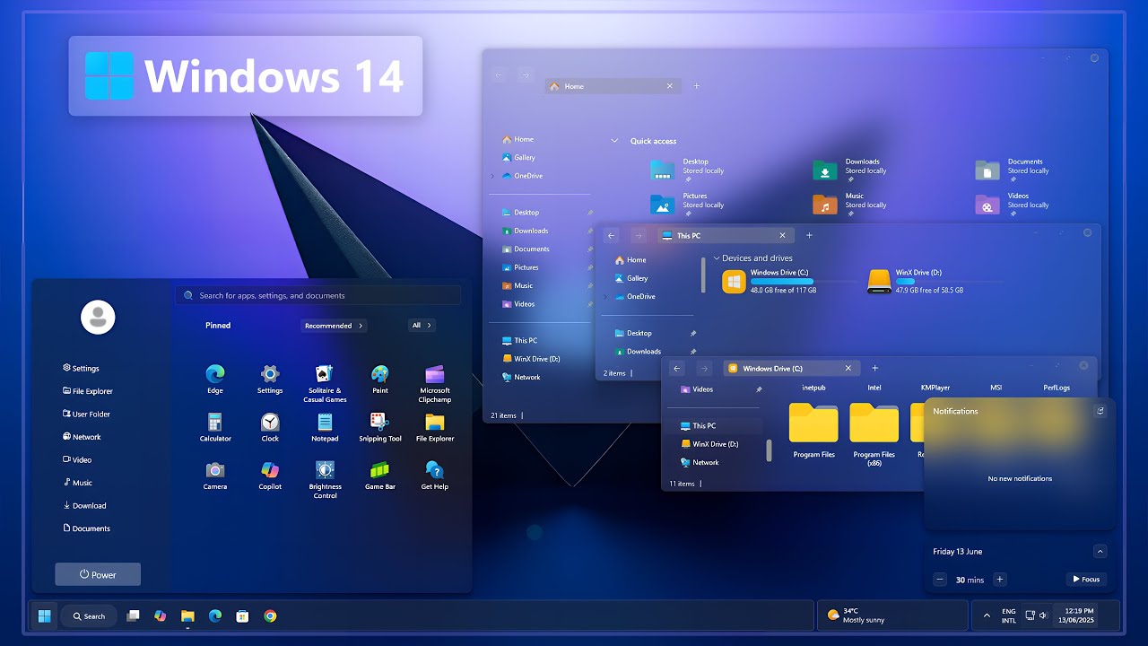 Windows 14 Evolution_Streamlined UI & Dynamic Start Menu | New Theme 2025- Windows 11 Tutorial Video
