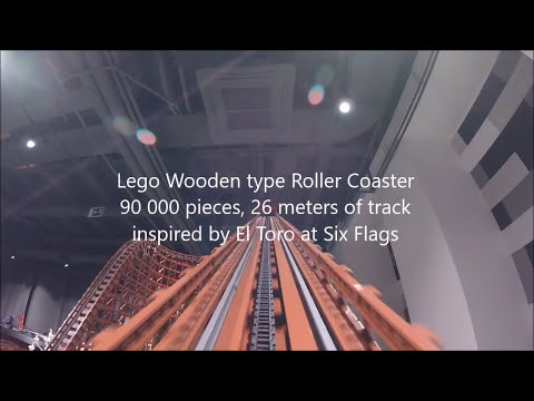 Worlds Largest LEGO Wooden Roller Coaster - Passenger view - 4 rounds