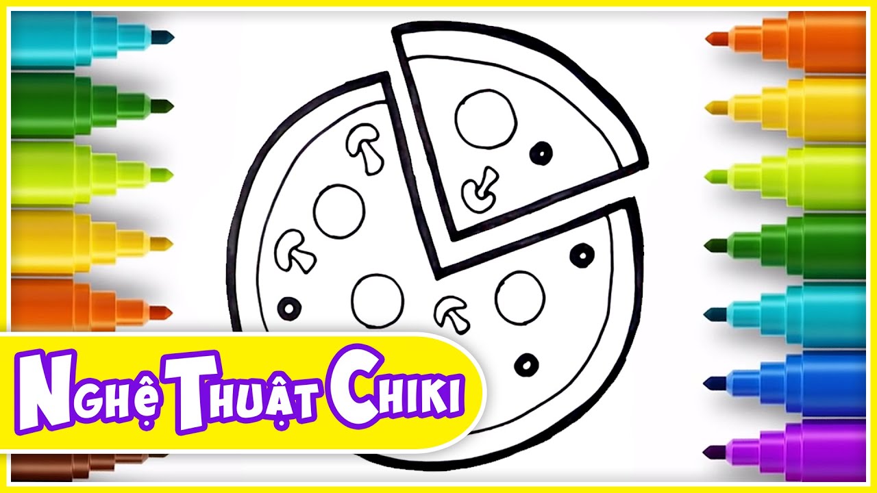 Download Tranh Tô Màu Bánh Pizza Cho Bé A4