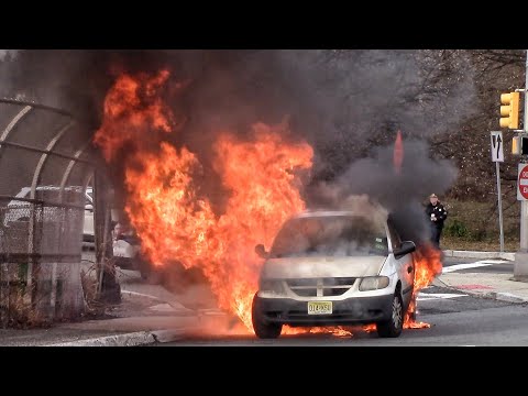 VIDEO: Minivan Goes Up In Flames Off Route 3 In Clifton