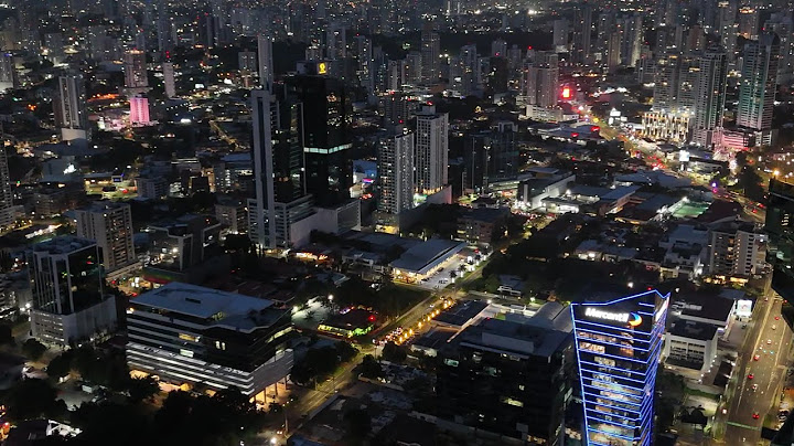 Panama's Night time Glow: Aerial Footage( Taking of From Marbella to Cll 50 to Via España)  (4K UHD)