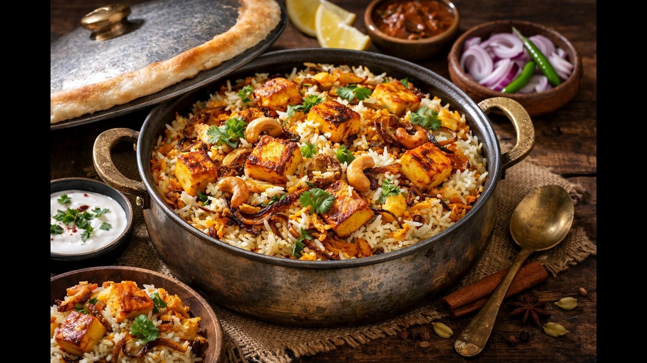 Simple Steps to Make Tasty Paneer Dum Biryani 🧡Soft Paneer, Long Rice & Rich Masala–Best Dum Biryani