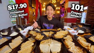 $17.90 ALL YOU CAN EAT Crepe Buffet Destroyed! | I ATE 101 CREPES?! | Crepe Buffet in Singapore!